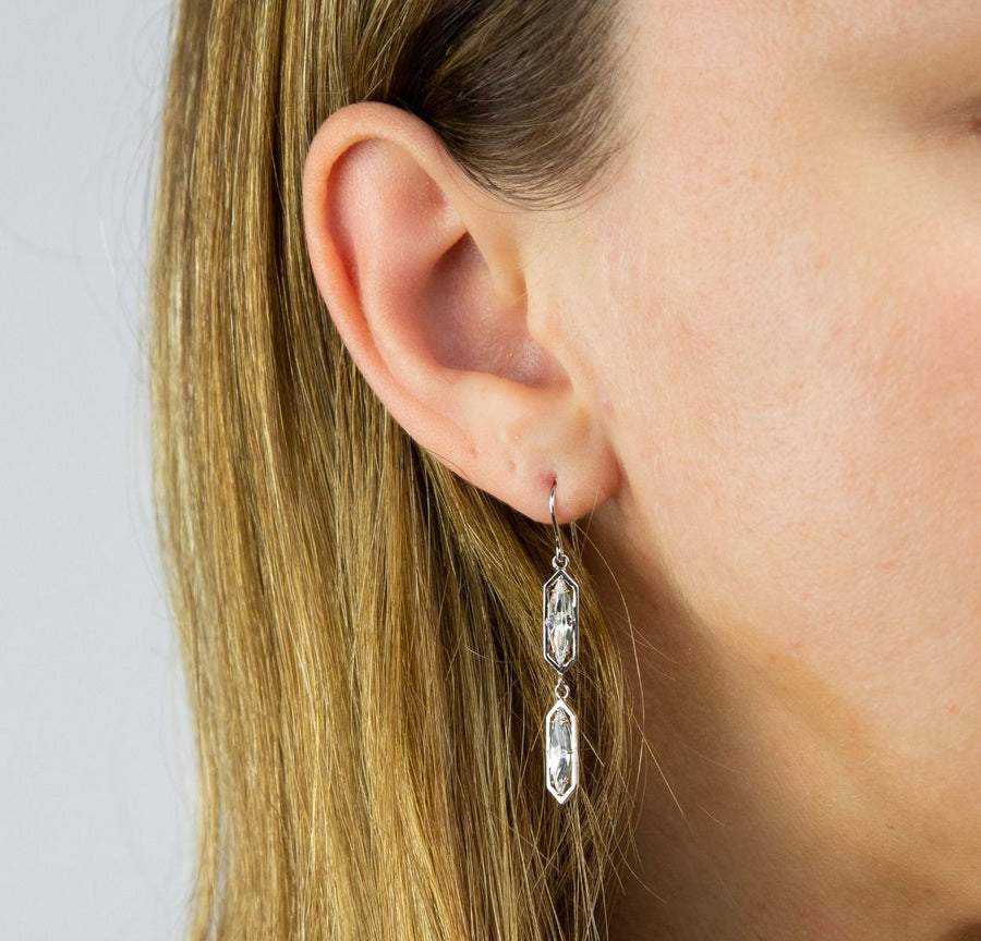 Fiorelli Sterling Silver Double Marquise Crystal Drop Earrings
