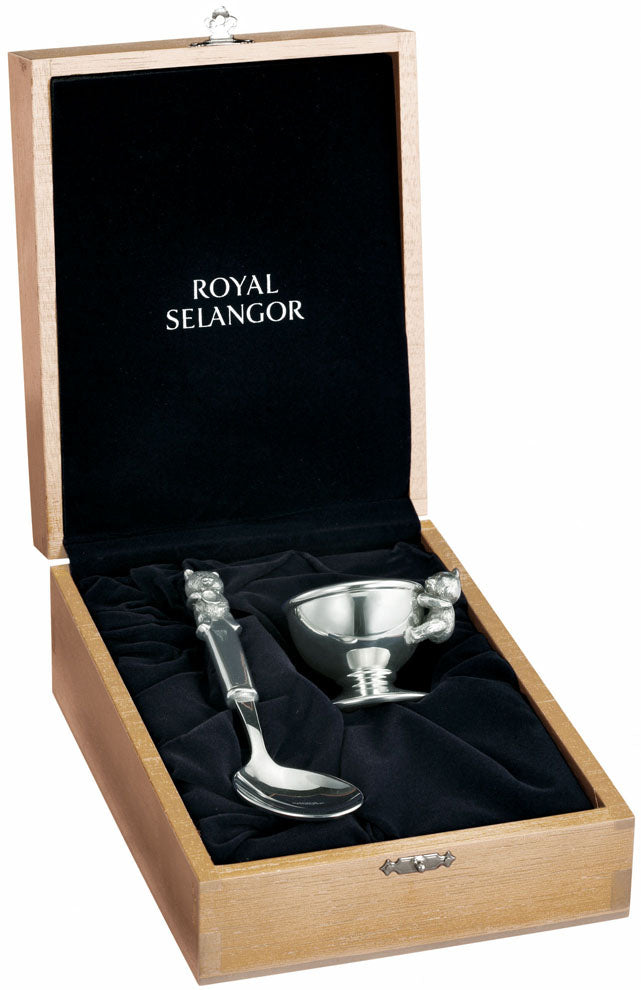 Royal Selangor Pewter Egg Cup & Spoon in Wooden Box