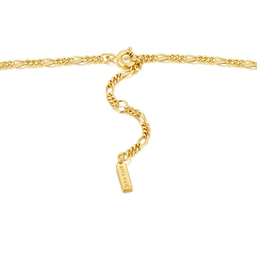Ania Haie Gold Mother-of-Pearl Compass Figaro Necklace
