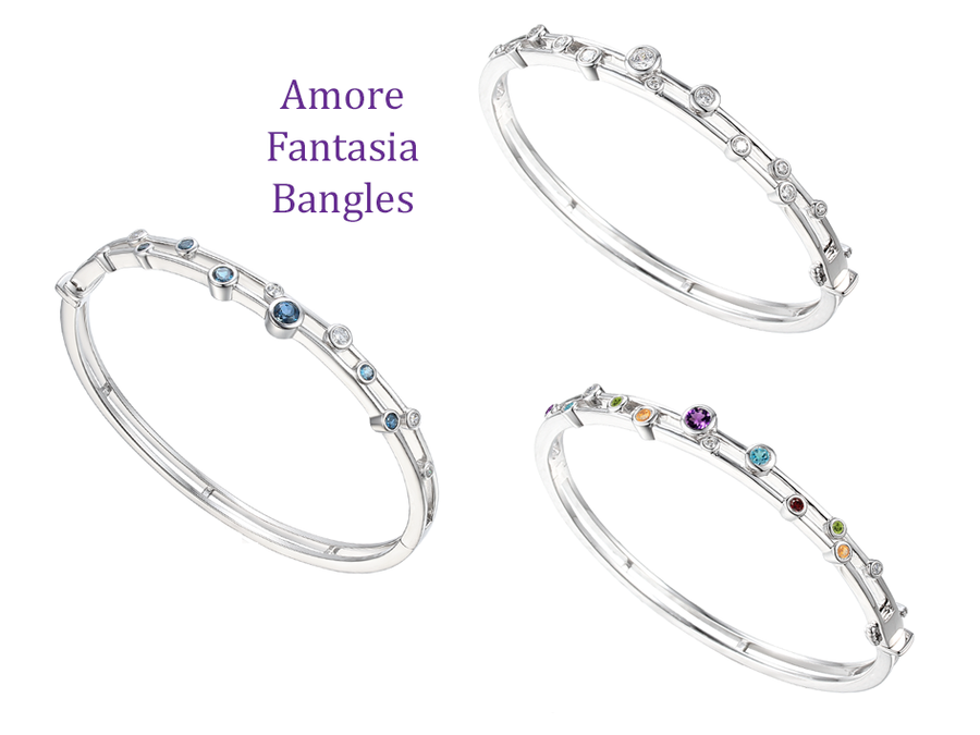 Amore Argento Sterling Silver Stone set Bangle