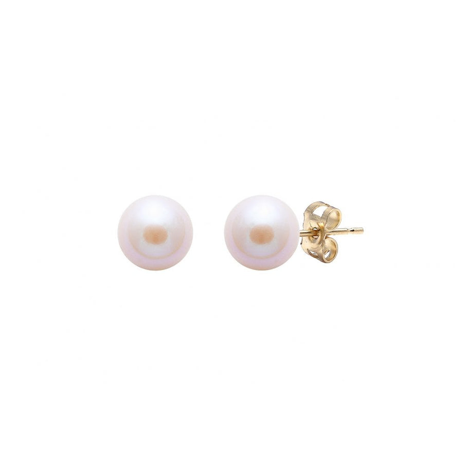 9ct Yellow Gold Pink Freshwater Pearl Stud Earrings