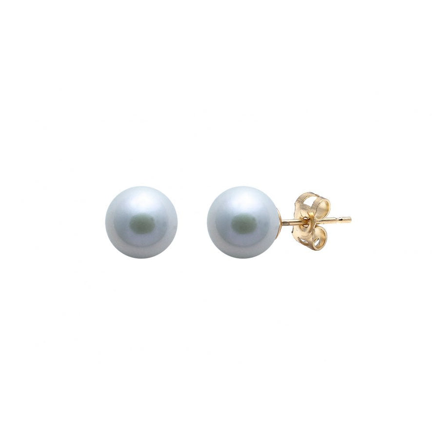 9ct Yellow Gold Grey Freshwater Pearl Stud Earrings