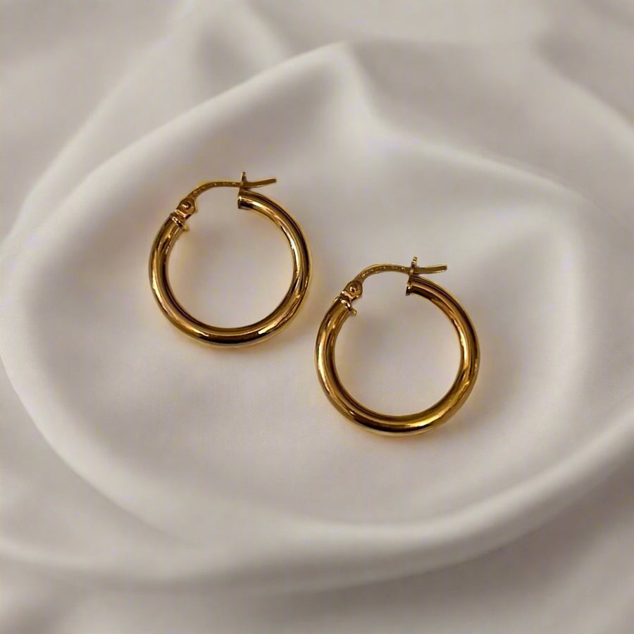 9ct Rose Gold Medium Plain Hoop Earrings
