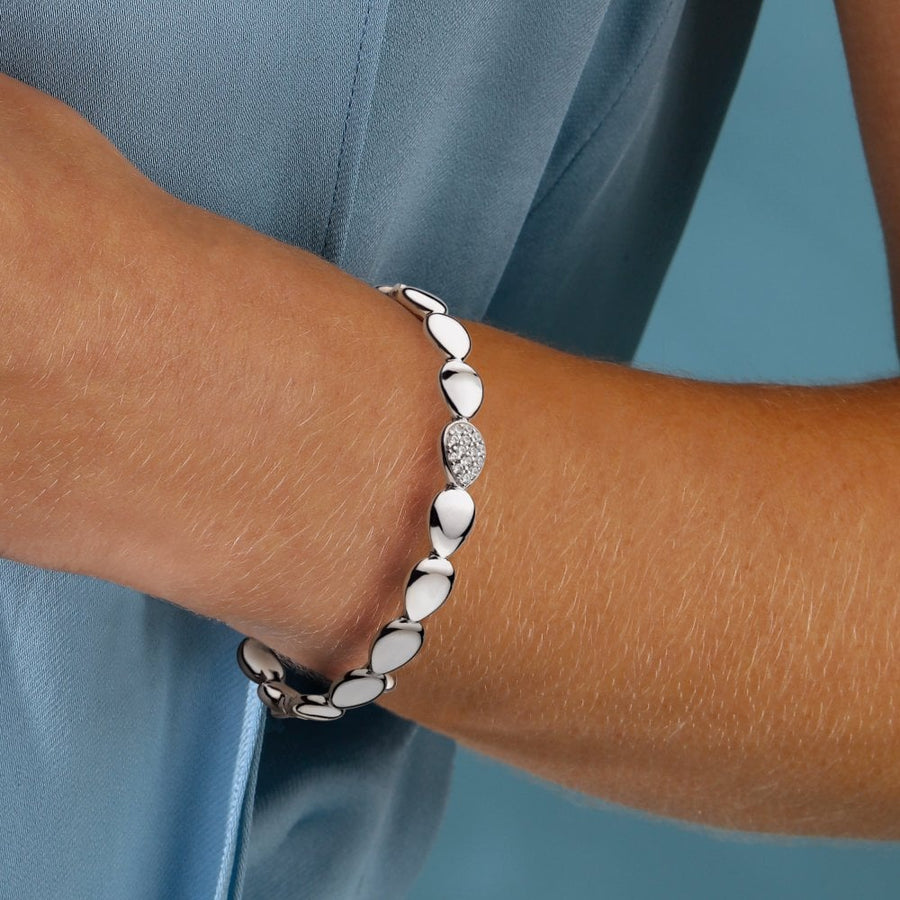 Kit Heath Sterling Silver CZ Pebble Bangle