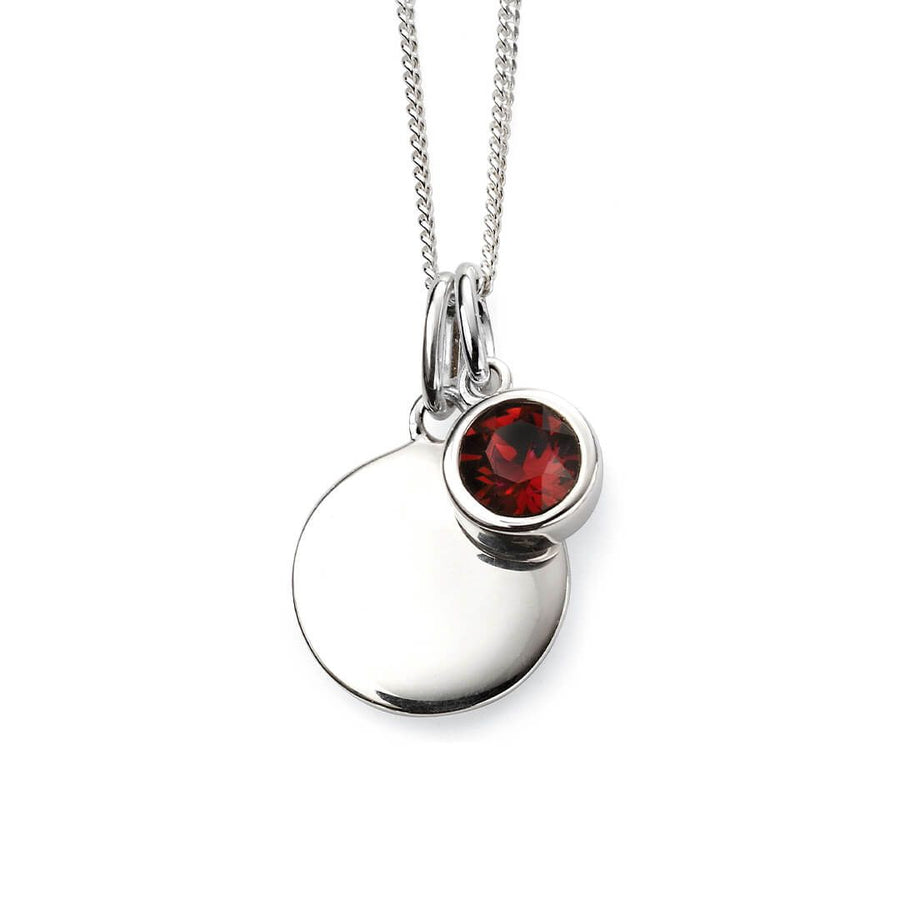 Sterling Silver January Birthstone Pendant & Disk With Chain