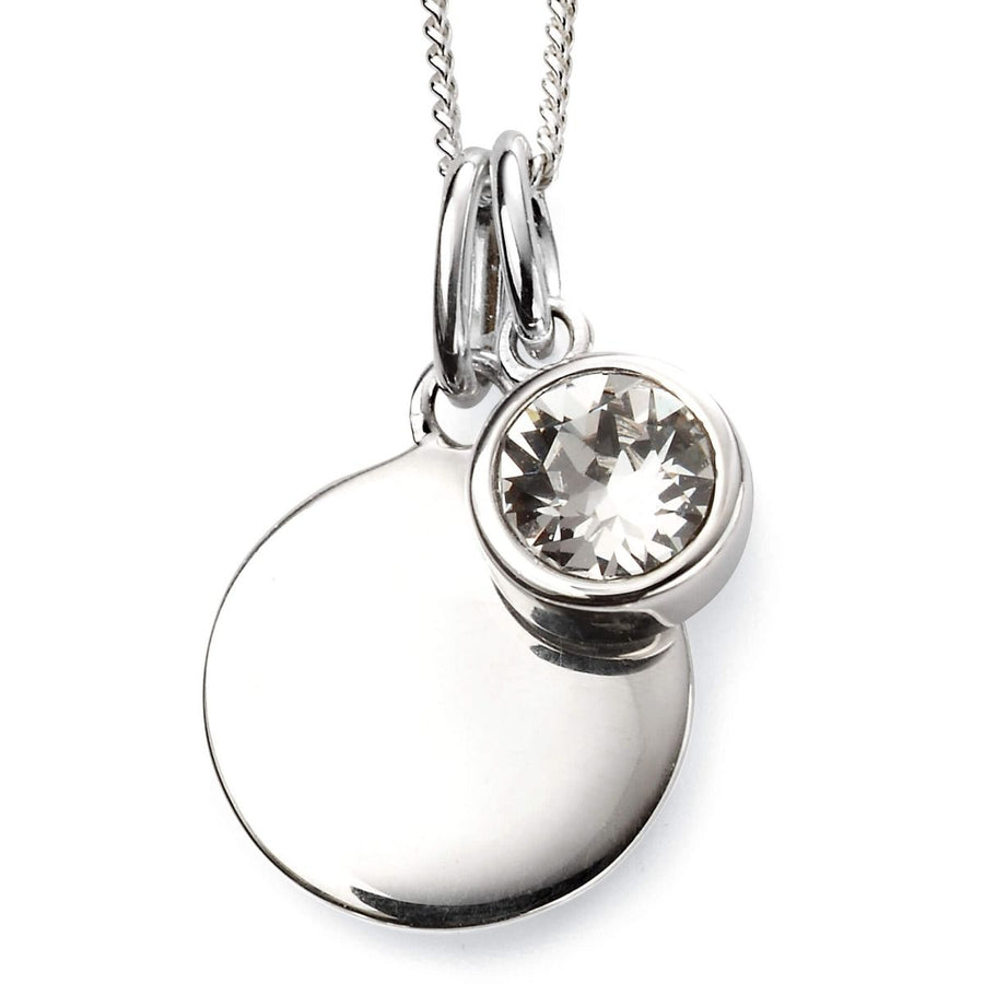 Sterling Silver April Birthstone Pendant & Disk With Chain