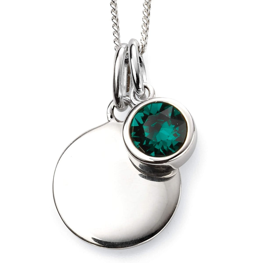 Sterling Silver May Birthstone Pendant & Disk With Chain
