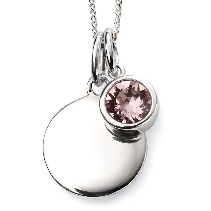 Sterling Silver June Birthstone Pendant & Disk With Chain