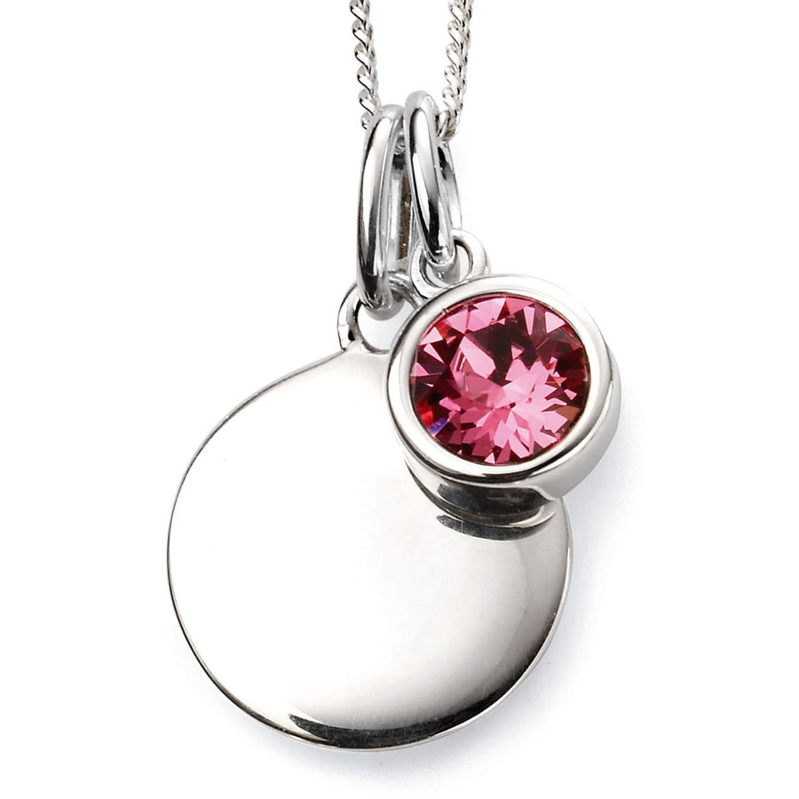 Sterling Silver October Birthstone Pendant & Disk With Chain