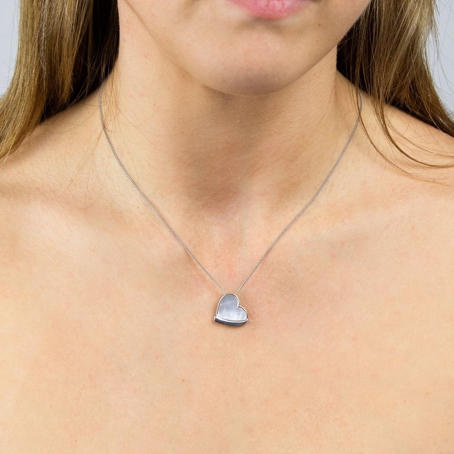 Fiorelli Sterling Silver Mother-of-Pearl Heart Necklace