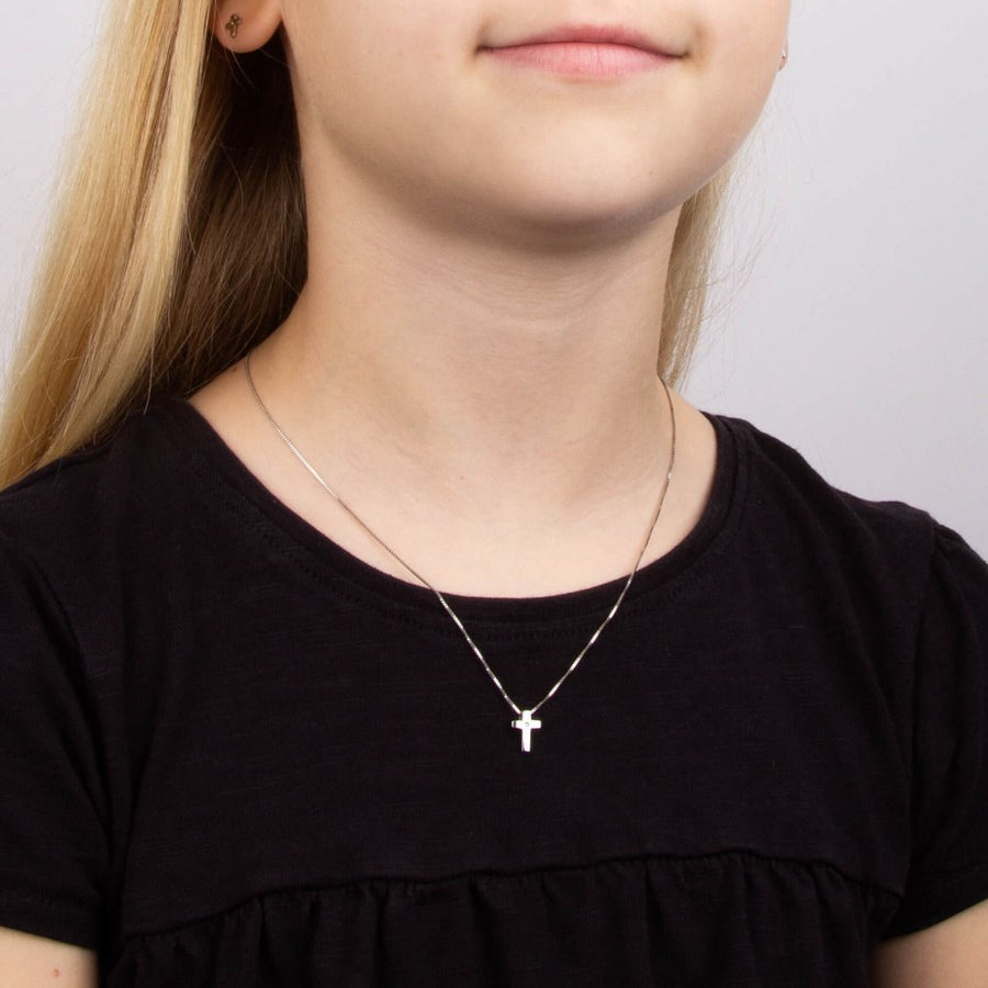 D for Diamond Sterling Silver Cross and Chain