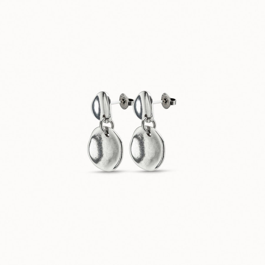 Silver Plated Double Concave Stud Earrings