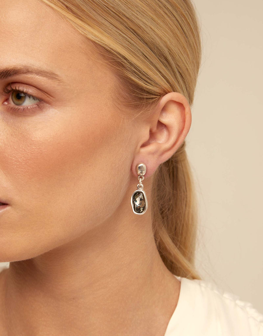 Silver Plated Grey Swarovski Drop Earrings