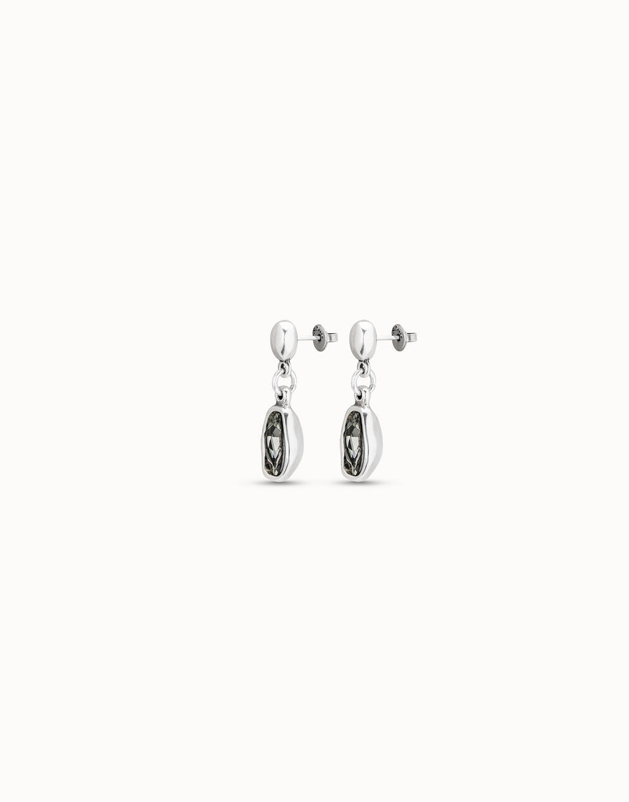 Silver Plated Grey Swarovski Drop Earrings