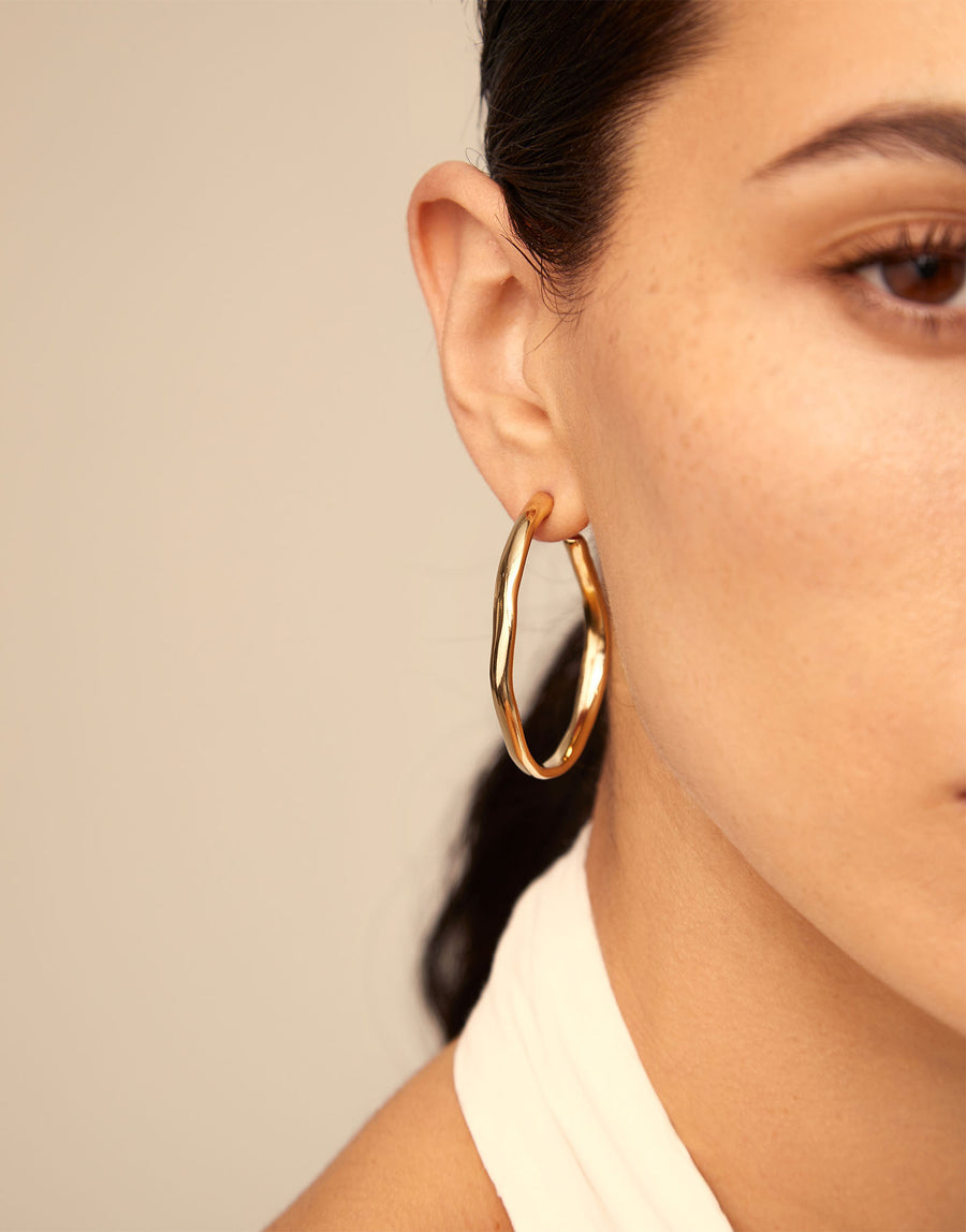 Gold Plated Rigid Hoop Earrings