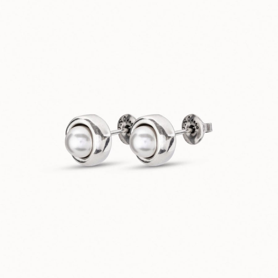 Silver Plated Small Round Pearl Stud Earrings