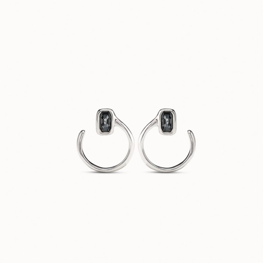 Silver Plated Grey Smokey Crystal Needle Stud Earrings