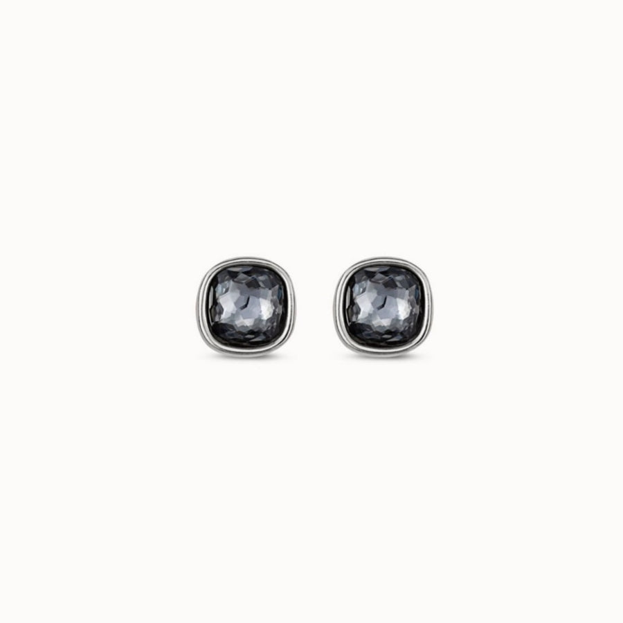 Silver Plated Grey Crystal Stud Earrings