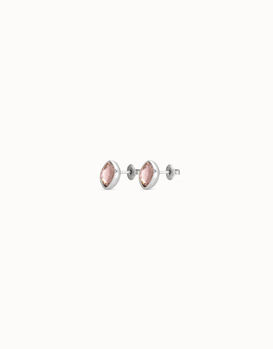 Silver Plated Pink Crystal Stud Earrings
