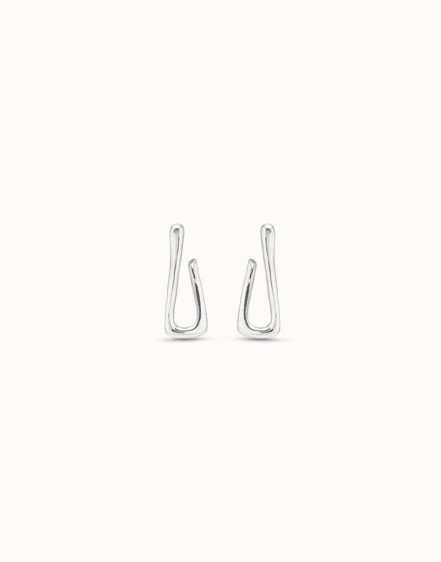 Silver Plated Solid Twisted Link Earrings