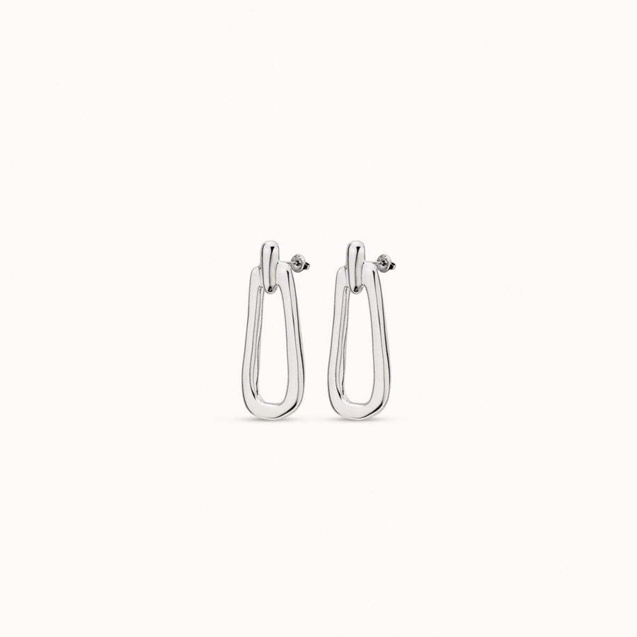 Silver Plated Long Open Link Statement Earrings