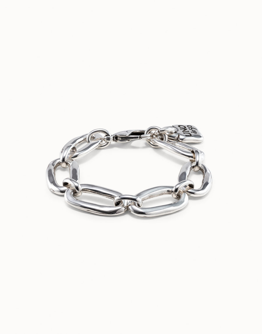 Silver Plated Oval Link Bracelet with Padlock Dropper