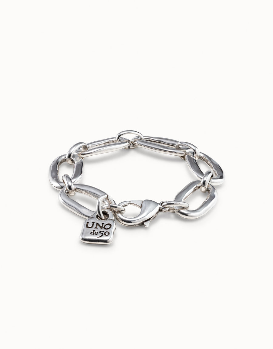 Silver Plated Oval Link Bracelet with Padlock Dropper