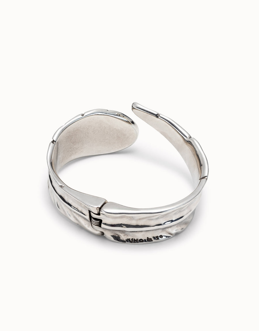 Silver Plated Hinged Feather Bangle