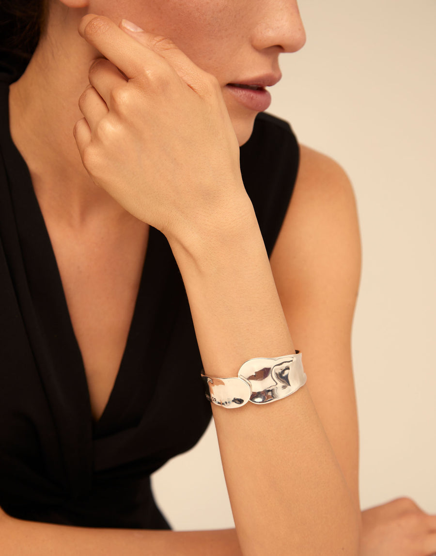 Silver Plated Overlapping Cuff Bangle