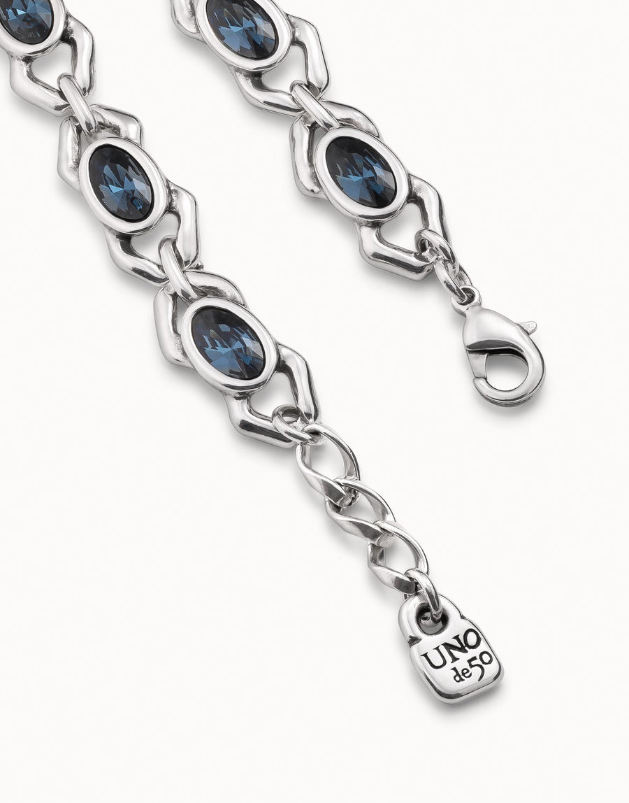 Silver Plated Blue Crystal Link Bracelet