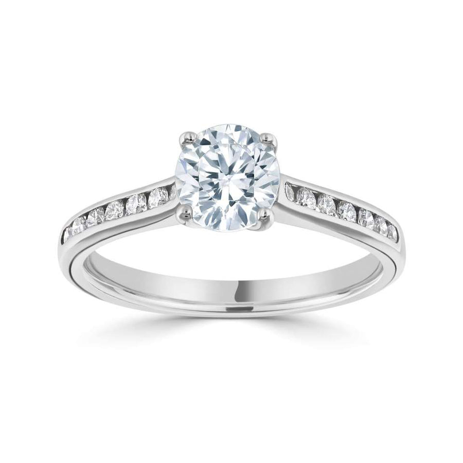 18ct White Gold 0.32ct G SI1 Diamond & Stone Set Shoulders Ring