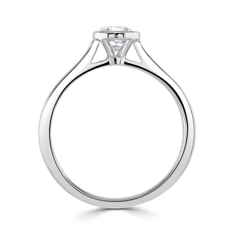 Platinum 0.30 Carat Bezel Set Certified Diamond Solitaire Ring