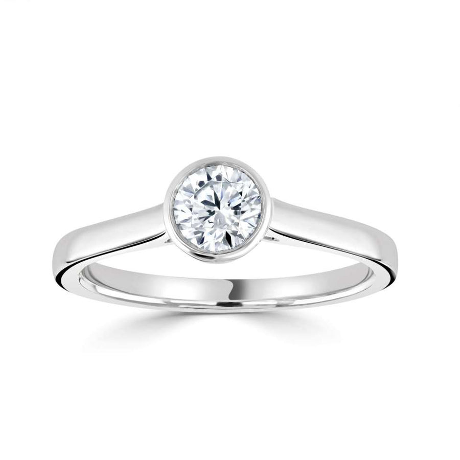 Platinum 0.30 Carat Bezel Set Certified Diamond Solitaire Ring