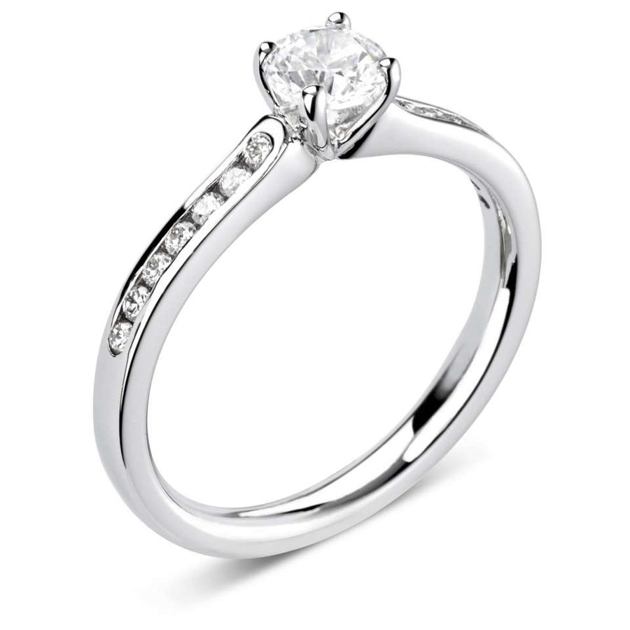 18ct White Gold 0.32ct G SI1 Diamond & Stone Set Shoulders Ring
