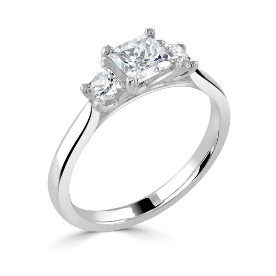 Platinum 0.50ct Princess Cut Diamond Trilogy Ring