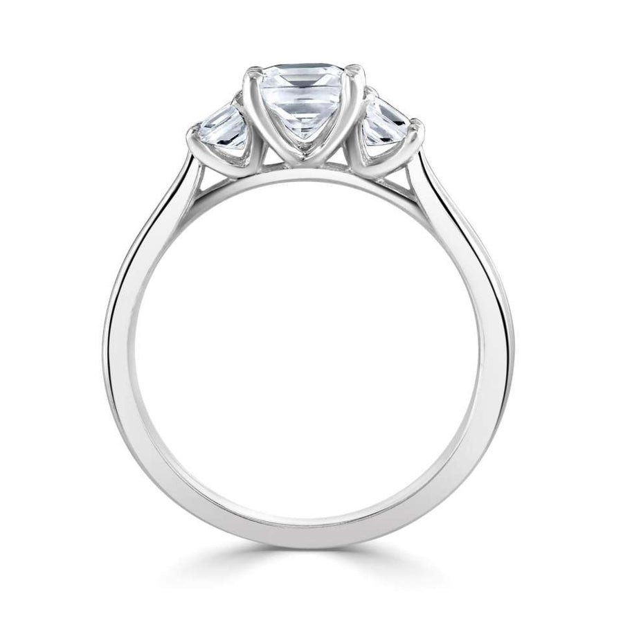 Platinum 0.50ct Princess Cut Diamond Trilogy Ring