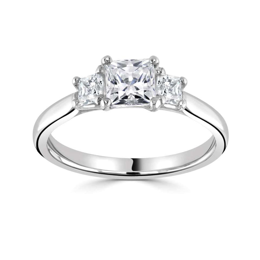 Platinum 0.50ct Princess Cut Diamond Trilogy Ring