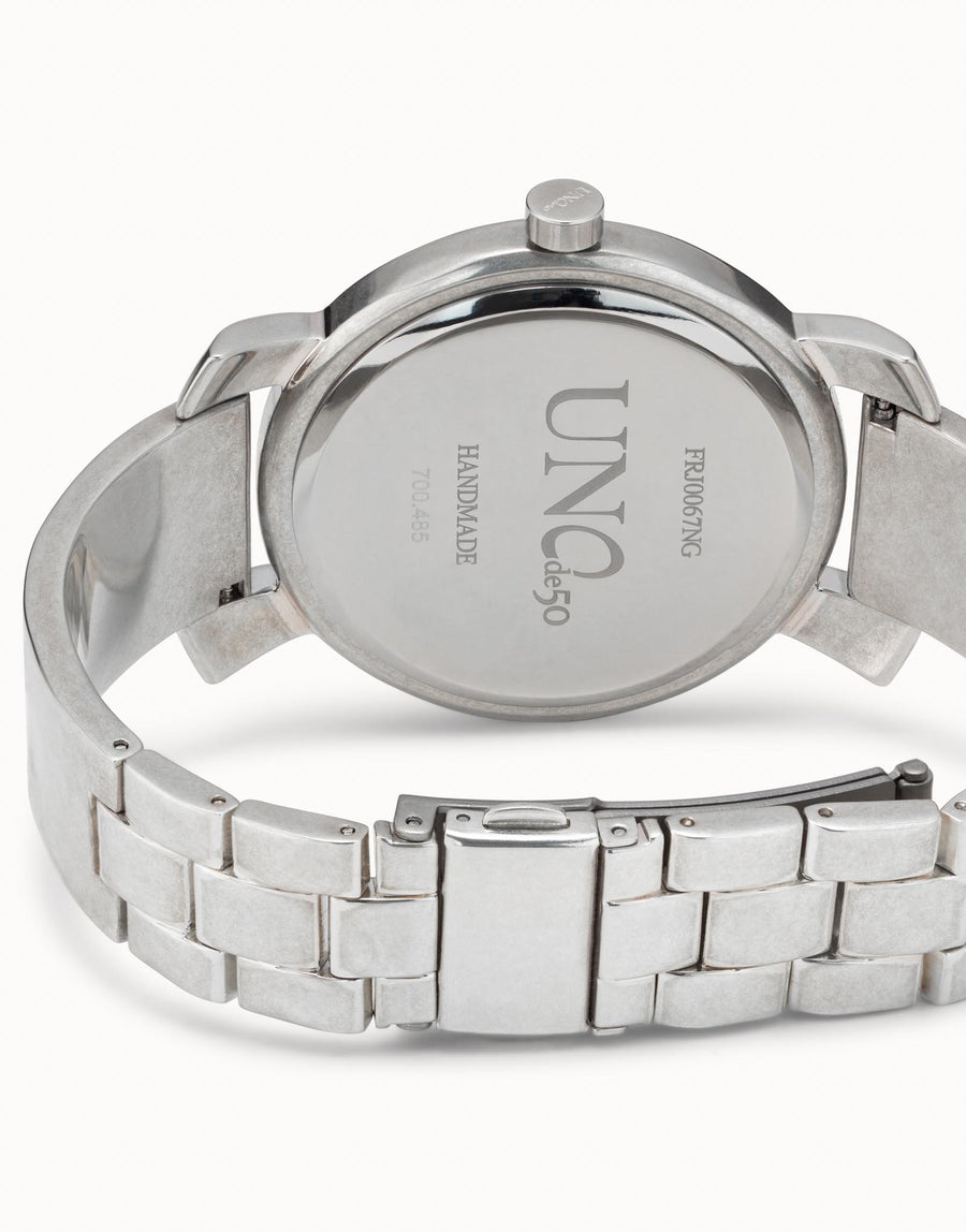 Silver Plated Unisex Black Dial Bangle Watch