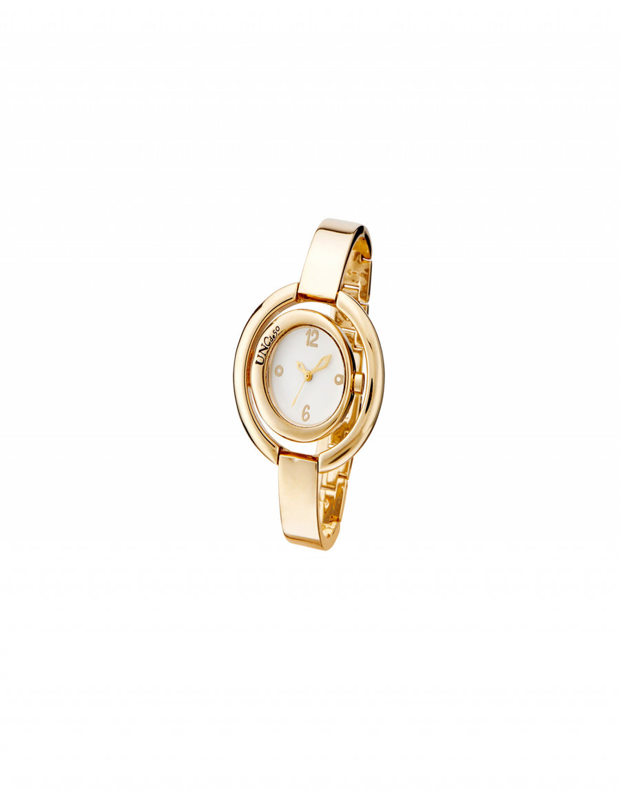 Gold Plated Ladies Double Dial Bangle Watch