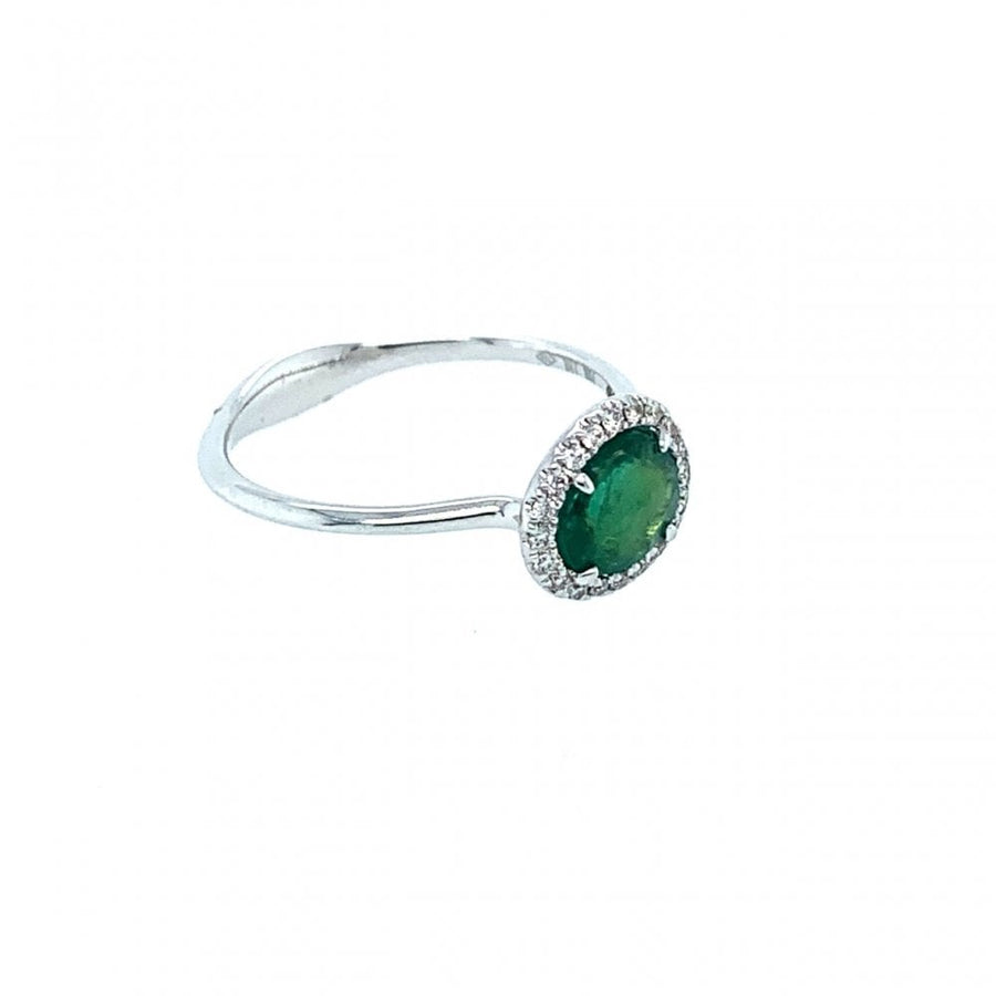 18ct White Gold Rose Cut Emerald Cluster Ring