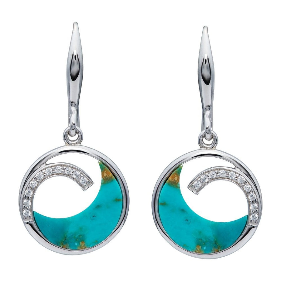 Unique Ladies Sterling Silver Turquoise CZ Drop Earrings